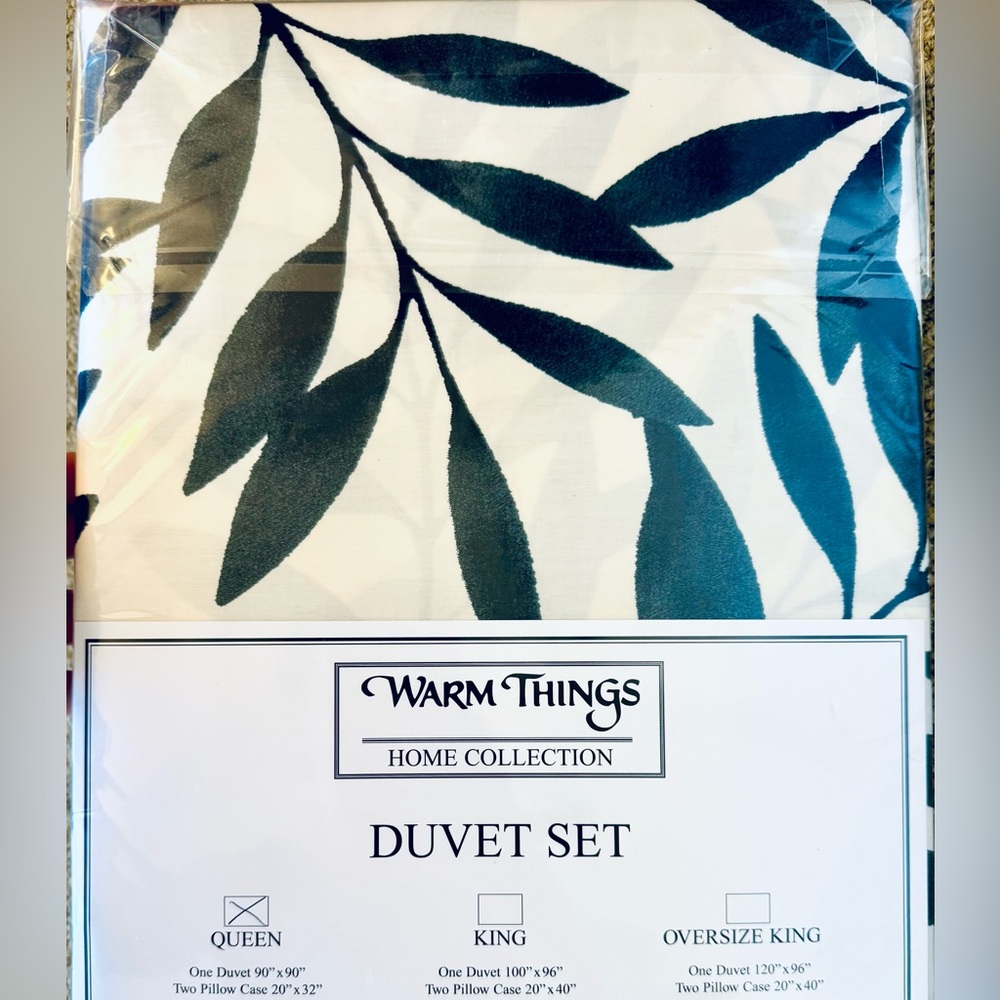 Botanical Teal Queen Duvet Set (Bamboo Blend, 1,000 thread ct) -  Brand New!